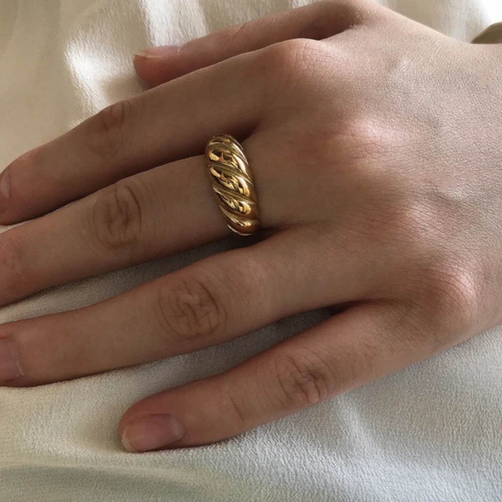 Waterproof gold plated rope ring - Picture 3 of 3